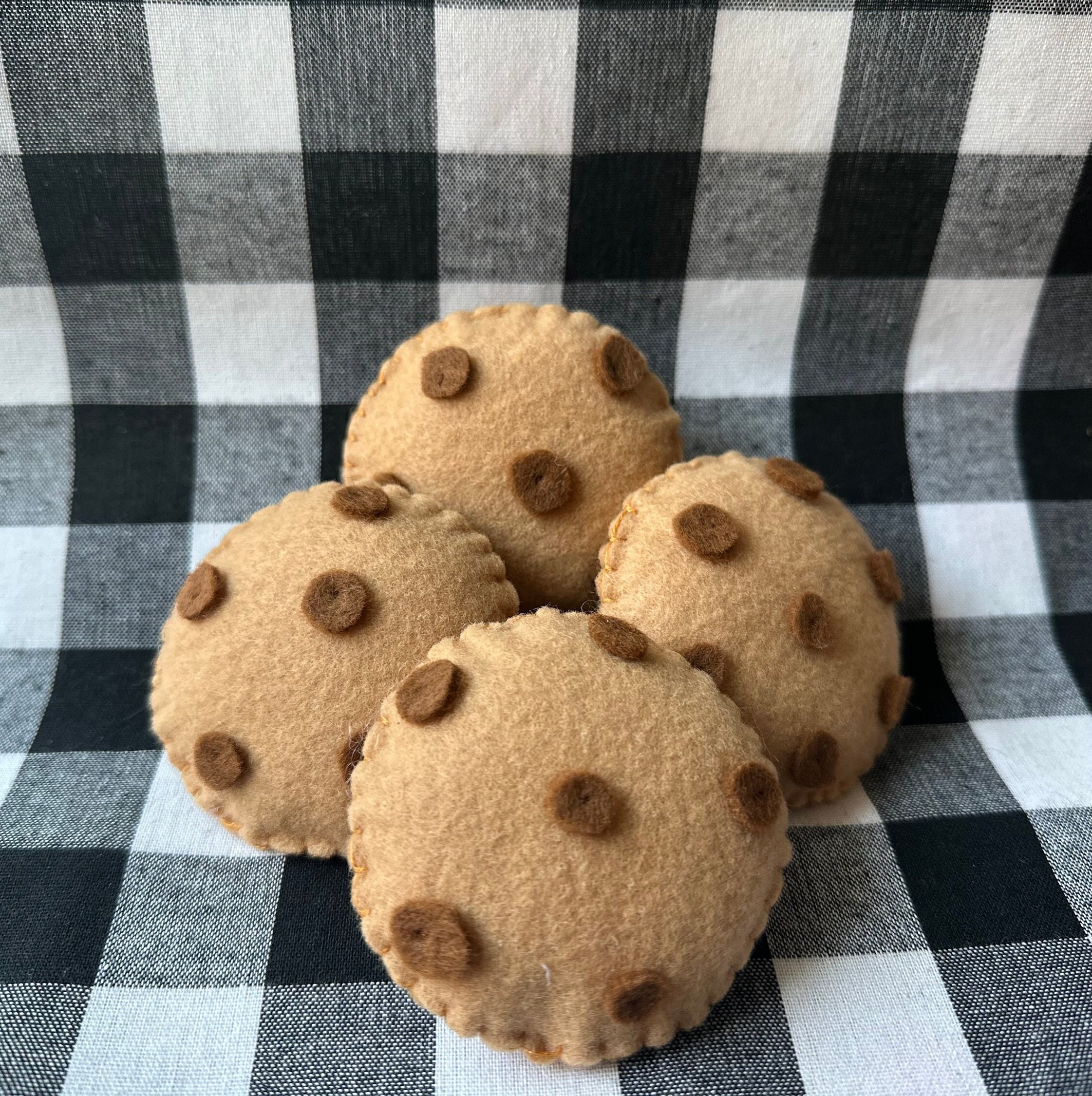 4 Felt Chocolate Chip Cookies for Kitchen Pretend Play. Etsy