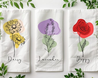 Wildflower Tea Towel Sublimation Bundle: Daisy, Lavender, Poppy (Digital Download)