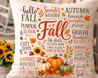 Cozy Fall Pillow PNG Autumn Farmhouse Sublimation Design