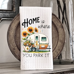 Home is where you park it - Camper Camping Outdoors Design Hand Towel Apron Sublimation - PNG Graphic Design - Instant Digital Download