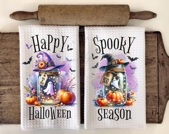 Ghost Jars Halloween Kitchen Towel Apron Sublimation Design (PNG Digital Download