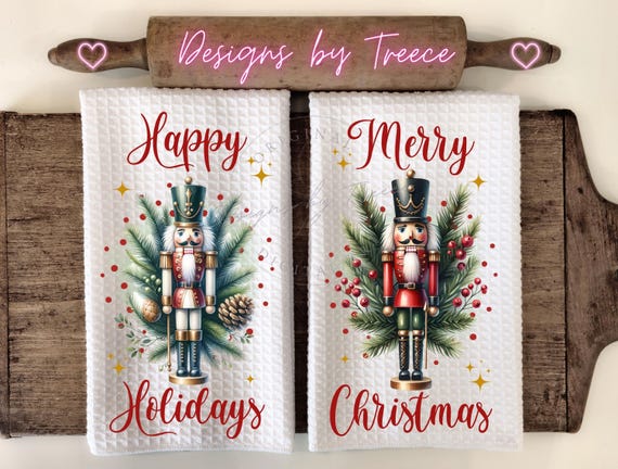 Nutcracker Merry Christmas Towel Bundle PNG Holiday Decor