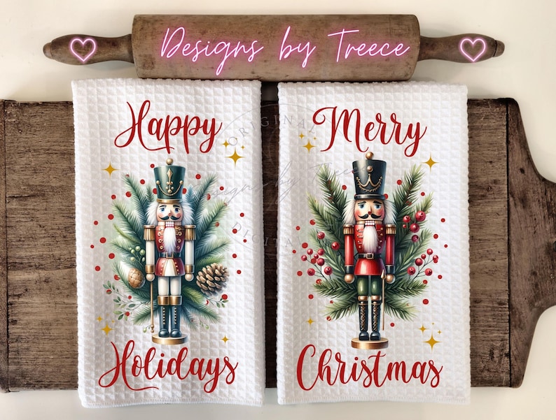 Nutcracker Merry Christmas Towel Bundle PNG Holiday Decor image 1