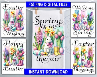 Easter Spring Brushstroke PNG Sublimation Designs (Digital Download)