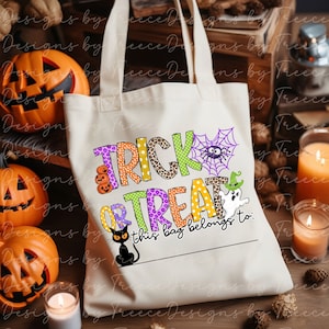 Süßes oder Saures Kinder Tragetasche Design, Halloween Süßes oder Saures, digitale PNG Downloads, Farbe Doodle Design, sofortiger Download
