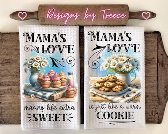 Mama's Love Kitchen Towel/Apron PNG Sublimation Design (Digital Download)