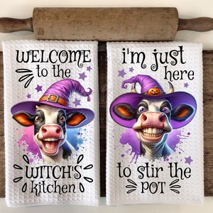 Grappige koe keukenheks roer de pot, handdoek schort sublimatiebundel PNG grafische ontwerpen direct digitale download