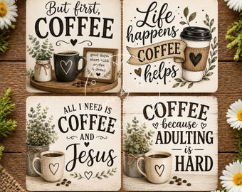 Paquete de posavasos PNG Jesús Cocina de granja Sublimación Decoración rústica campestre Descarga digital Regalo S