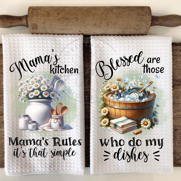 Mamas Kitchen - Farmhouse Country Kitchen - Wash Tub - Hand Towel Apron Sublimation Bundle - PNG Graphic Designs - Instant Digital Download