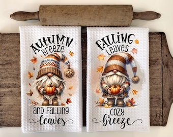 Paquete de imágenes PNG de toallas de cocina con diseño de hojas de otoño y hojas otoñales para sublimación