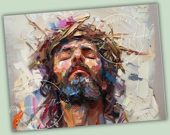 Jesus Crown of Thorns PNG | Christian Art Glass Kitchen Cutting Board Design | 16x12 Sublimation Digital Download | Faith Art