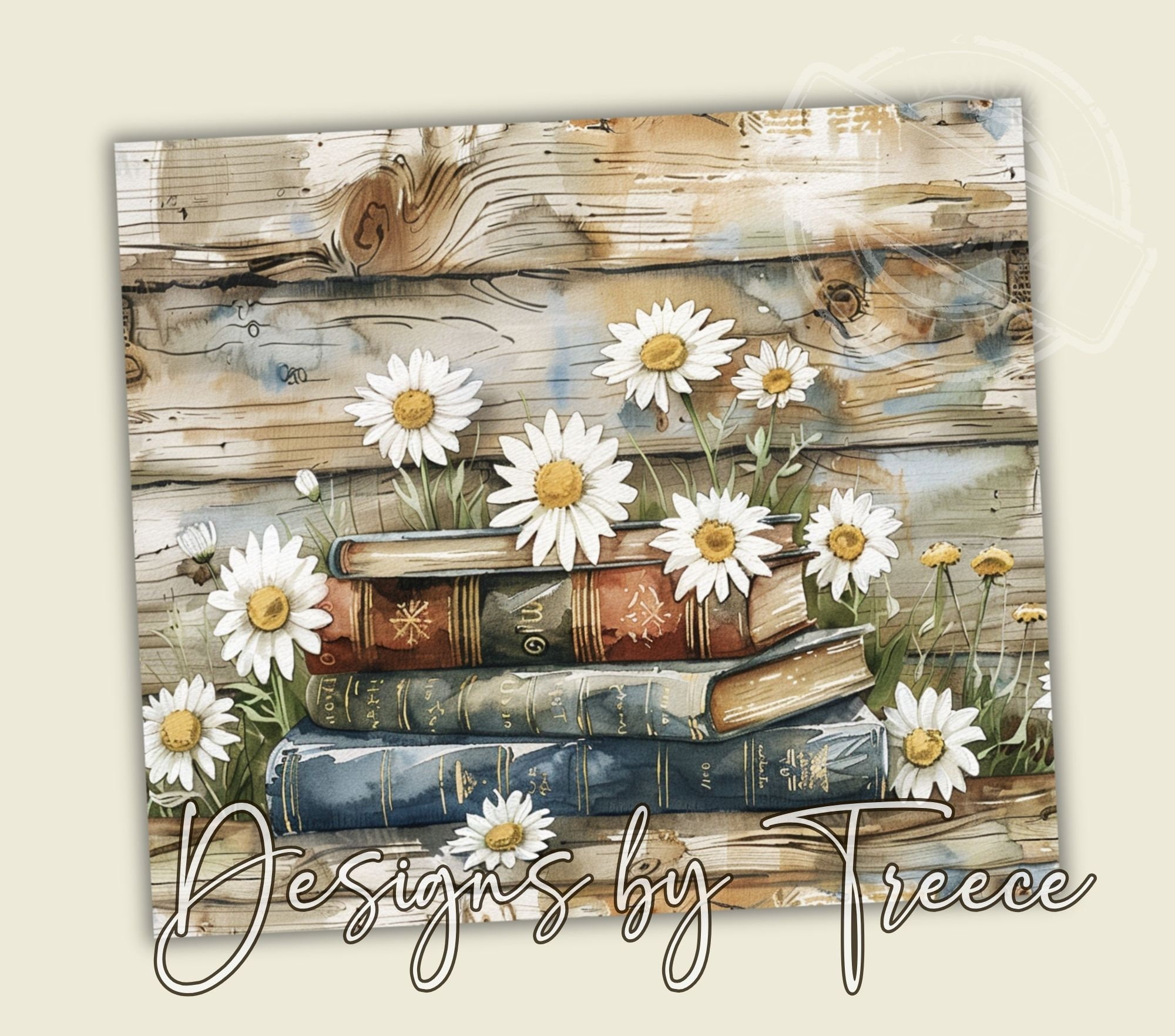 Daisy Stacked Book Lover Rustic Farmhouse Style | 20oz Seamless Tumbler ...