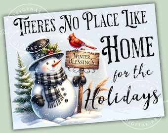 Snowman Glass Kitchen Cutting Board Sublimation Design: Winter Blessings PNG (Digital Download 16x12 inches)