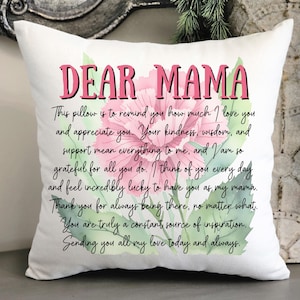 Brief an Mama - Wertschätzung Liebe Kissenbezug Sublimation Design PNG Grafik Sofortiger digitaler Download