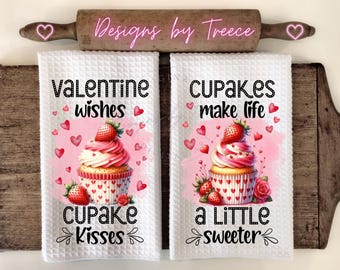 Valentine Cupcake Towel PNG | Sweet Wishes Sublimation Designs