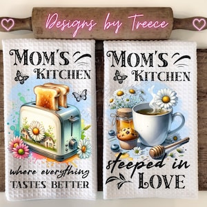 Diseño de sublimación "Mamá's Kitchen Tea Time": Toalla de mano y delantal (descarga digital)