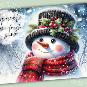 Snowman Sparkle Glass Cutting Board Sublimation Design (PNG Digital Download)