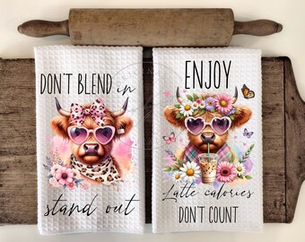 Highland Cow Kitchen Towel & Apron PNG Sublimation Bundle (Digital Download)
