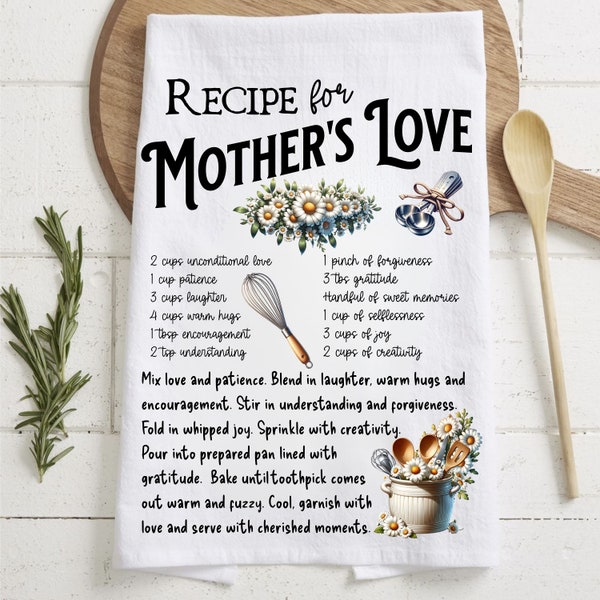 Recipe for Mother's Love - Mother's Day - Mama Kitchen Towel Apron Sublimation Graphic Designs - Instant Digital Download