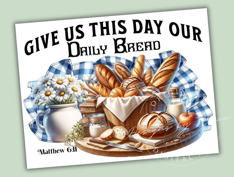 Daily Bread Kitchen Glass Cutting Board Sublimation Christian Design ...