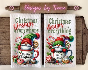 Wichtel Weihnachtstasse PNG: Holly Jolly Geschirrtuch Design (Digitaler Download)