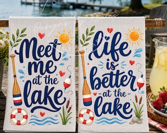 Paquete de toallas de cocina Meet Me Lake Life en formato PNG para sublimación (descarga digital)