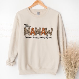 This Mamaw loves her pumpkins Digital PNG downloads TShirt Design for Autumn, Mama Tshirt PNG Sublimation, dtf png, direct to film