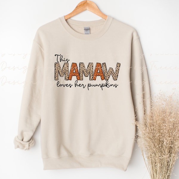 This Mamaw loves her pumpkins Digital PNG downloads TShirt Design for Autumn, Mama Tshirt PNG Sublimation, dtf png, direct to film