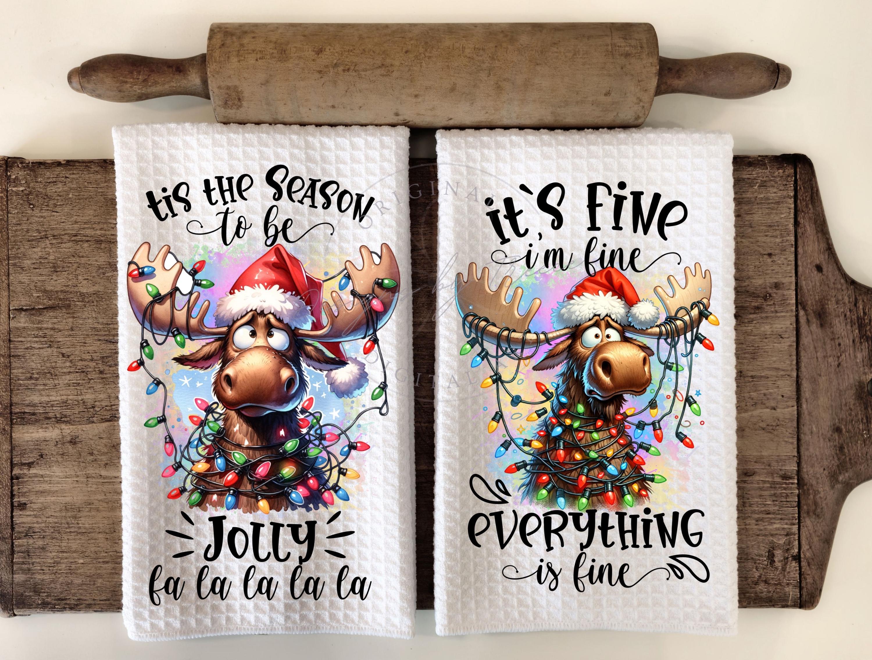 It's Fine Moose - Tangled Christmas Lights - Kitchen Towel