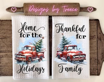 Christmas Truck Kitchen Towel & Apron Sublimation Design (Digital Download)
