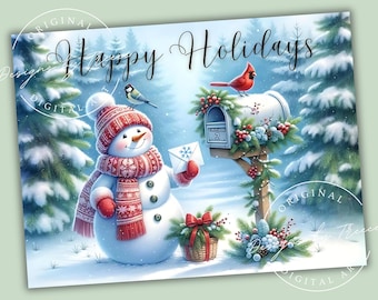 Snowman Kitchen Glass Cutting Board Sublimation Design: Christmas Graphic (PNG Digital Download)