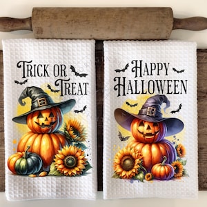 Witch Hat Pumpkin Stack Kitchen Hand Towel - Apron Sublimation Design - Spooky Vibes Yall - Trick or Treat PNG Instant Digital Download