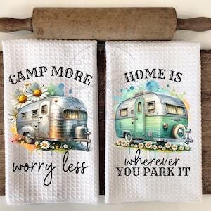 Camper Camping Outdoors Watercolor Design Kitchen Hand Towel Apron Sublimation Bundle - PNG Graphic Designs - Instant Digital Download