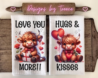 Valentine Cow Towel PNG | Love You & Hugs Sublimation Designs