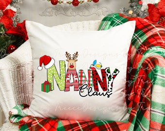 Nanny (Grandma) Claus, Christmas doodle design, Vibrant Graphic Digital PNG for T-Shirt, Totes, Mugs, Gifts, DTF Transfers, POD ready