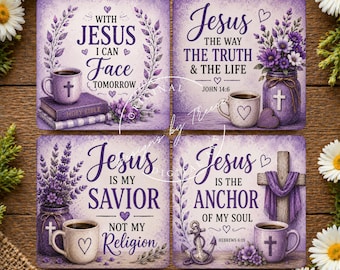 Jesus Christian Coaster Bundle PNG Bible Verse Faith Sublimation