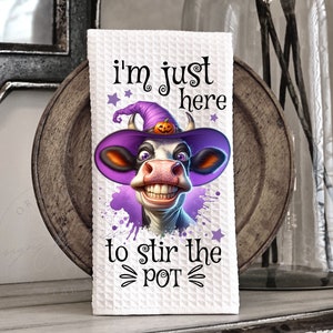 Grappige koe keukenheks roer de pot, handdoek schort sublimatiebundel PNG grafische ontwerpen direct digitale download
