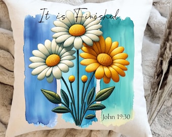 Easter Pillow: Floral Watercolor Religious Design (PNG Digital File)