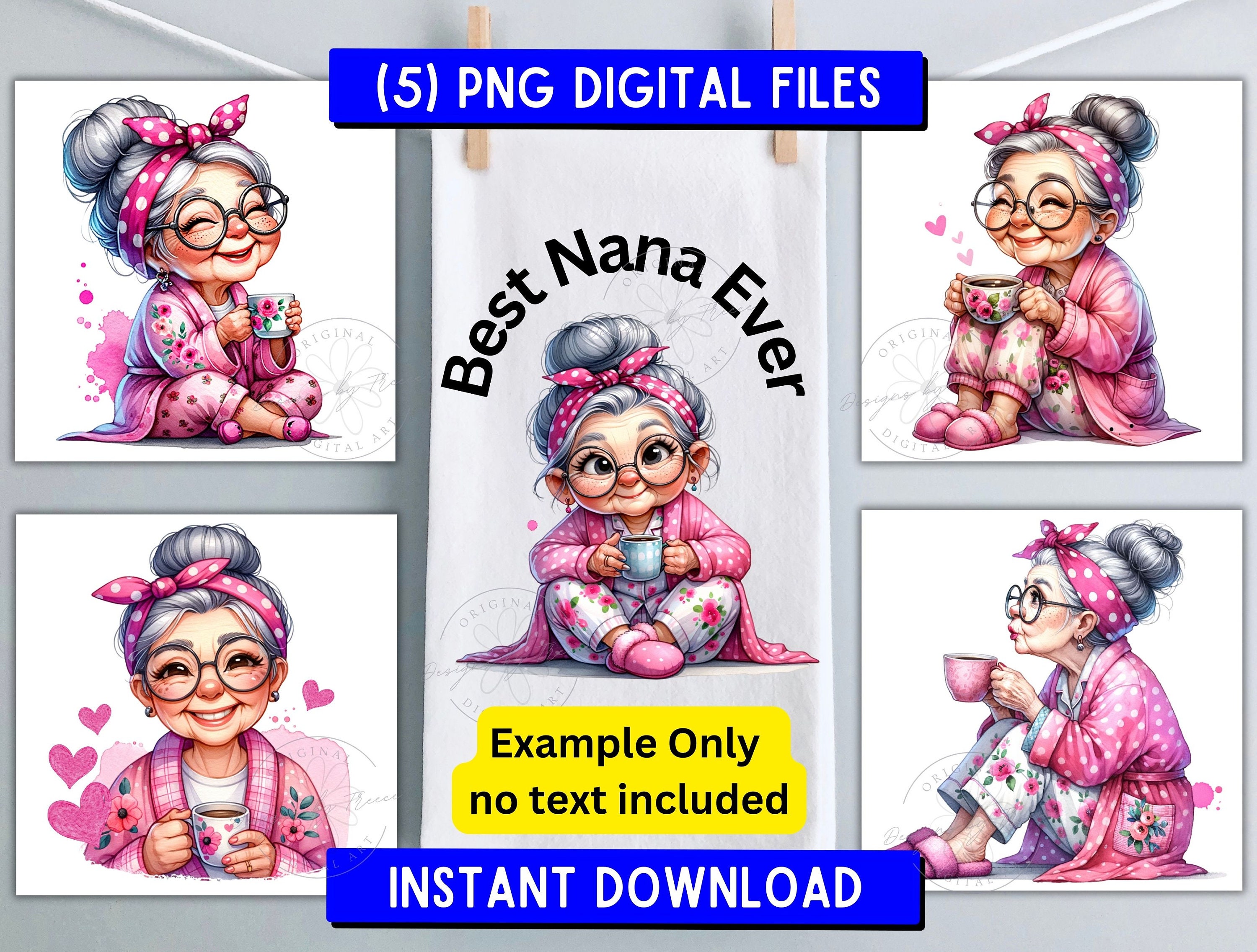 5 BUNDLE DEAL Cute Funny Sweet Nana Grandma Granny Sublimation Graphic ...