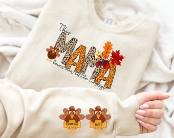 Bundle (4)Thanksgiving Autumn Fall PNG Digital Downloads This Mama Loves her little Turkey/s, TShirt, Mama Tshirt PNG Sublimation, dtf png