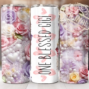 GIGI Blessed Seamless 20oz Straight Sided Tumbler Design, Instant PNG Digital Download, Tumbler Wrap