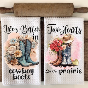 Life is Better in Cowboy Boots - Two Hearts One Prairie - Kitchen Towel Apron Sublimation Bundle - PNG Designs - Instant Digital Download