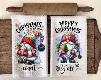 Urlaub Gnom Küche Handtuch Schürze Sublimation Bundle PNG Designs Digital Download Weihnachten Kalorie Don't Count, Merry Christmas Y'all