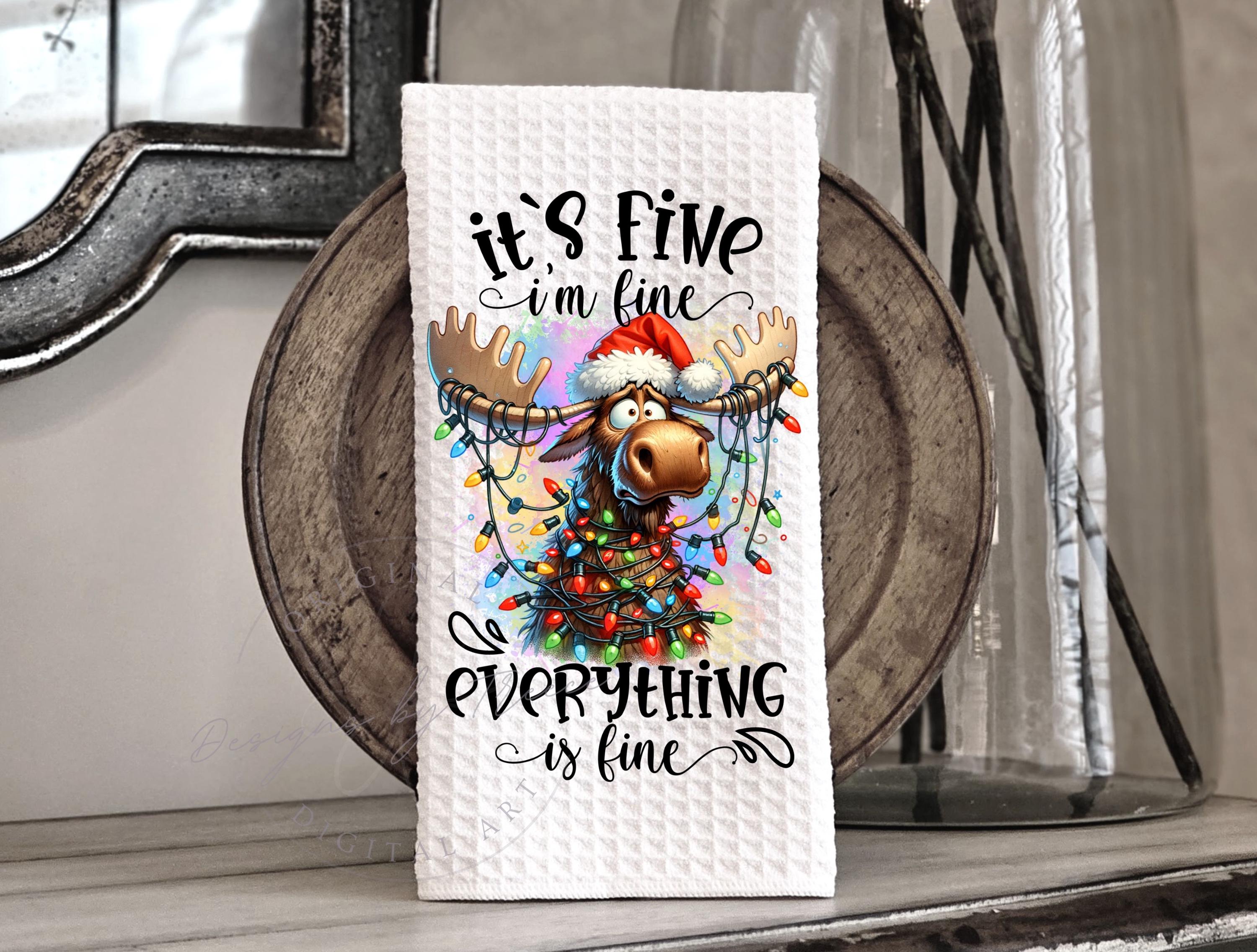 It's Fine Moose - Tangled Christmas Lights - Kitchen Towel