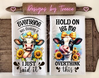 Funny Farm Cow Kitchen Towel & Apron Sublimation Design (Digital Download)