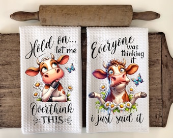 Funny Cow Kitchen Towel & Apron PNG: Sarcastic Farmhouse Designs (Digital Download)