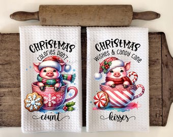 Christmas Pig Sublimation Design: Kitchen Towel & Apron (PNG Digital Download)