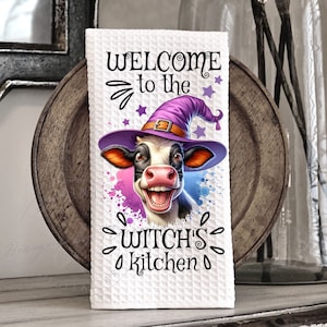 Welkom bij de Witchs Kitchen, handdoek schort sublimatiebundel PNG grafische ontwerpen direct digitaal downloaden