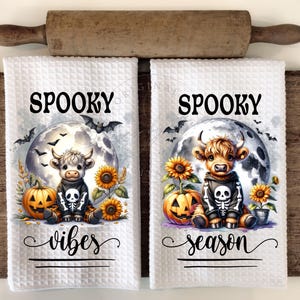 Halloween Highland Cow Kitchen Hand Towel Apron Sublimation Bundle - PNG Graphic Designs - Instant Digital Download - Spooky Vibes - Season