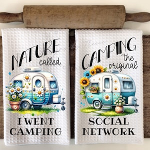 Camper Camping Outdoors Watercolor Design Kitchen Hand Towel Apron Sublimation Bundle - PNG Graphic Designs - Instant Digital Download